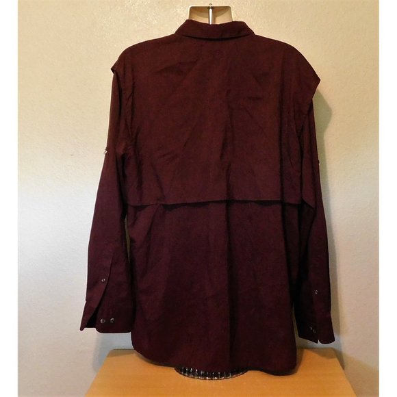 Magellan Fish Gear Shirt XL Maroon Relaxed Fit Adjustable Long Sleeves Vented - Picture 8 of 9